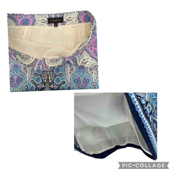 Talbots MultiColored Mykonos Paisley Lined Cotton Canvas Pencil Skirt - Sz 6 - Picture 5 of 11